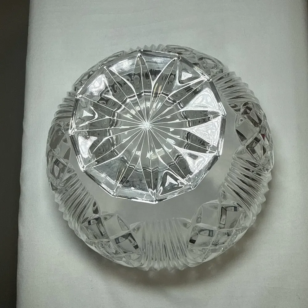 VTG Gorham Cut Lead Crystal Footed Pedestal Centerpiece Bowl 9” Heavy 1960's EUC